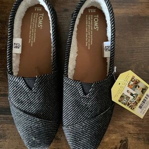 Toms Black/White Speckled Wool With Shearling